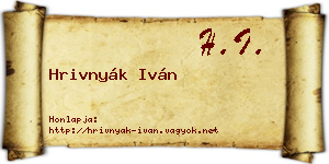 Hrivnyák Iván névjegykártya