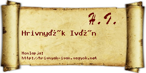 Hrivnyák Iván névjegykártya